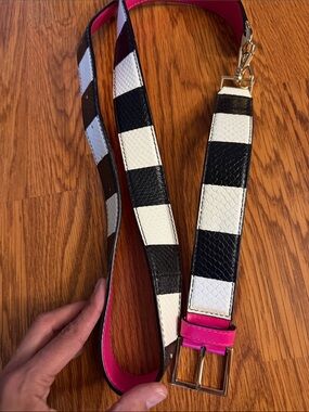 Kate spade Black & White Crossbody Strap with Pink Trim